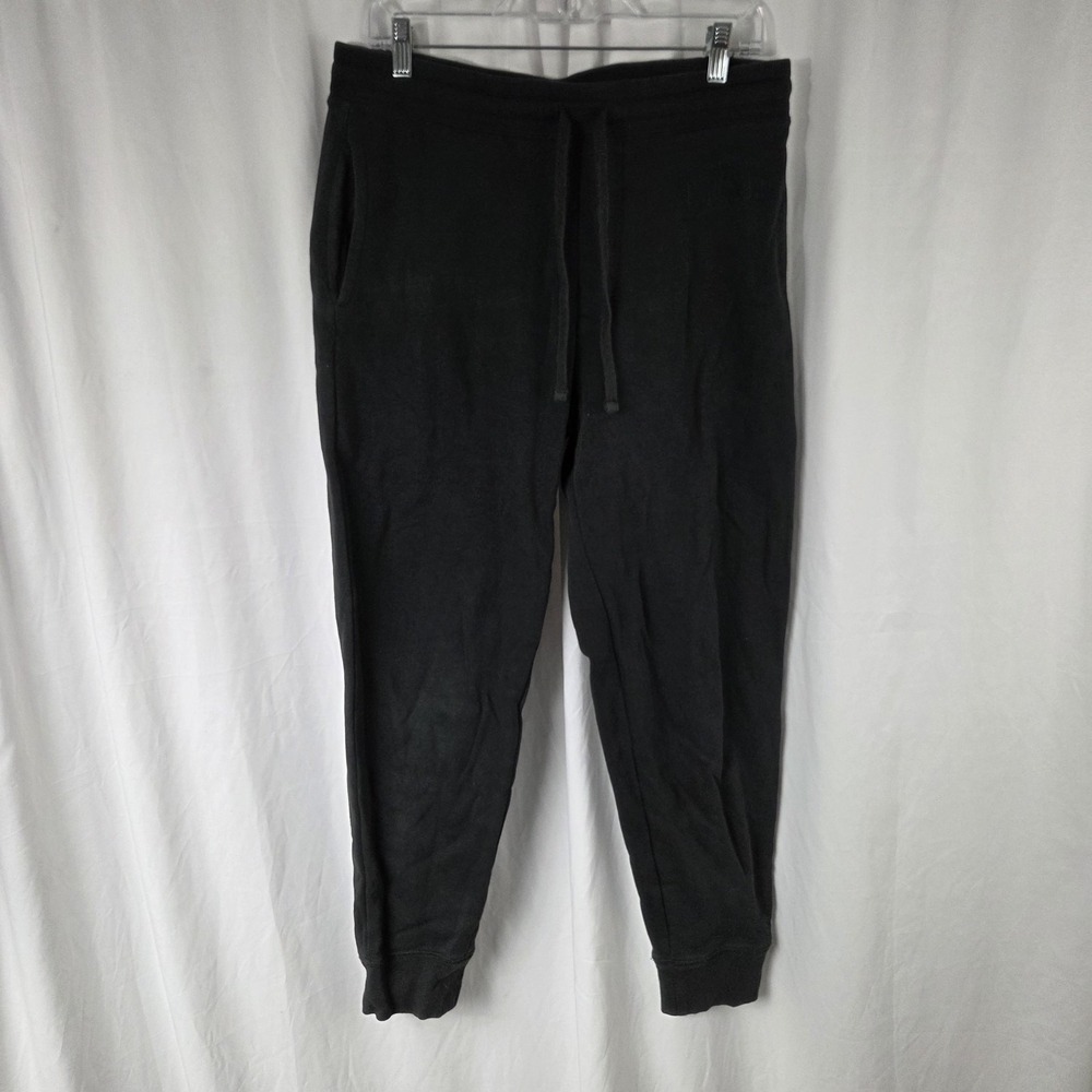 Gap Pants Mens Medium Black Fleece Joggers Sweatpants Cuffed GAP Logo Drawstring